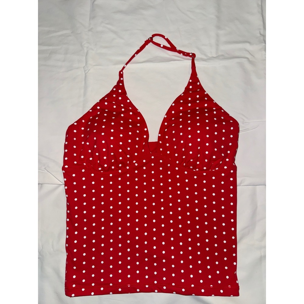 Red White‎ Polka Dot Halter top with removable pads